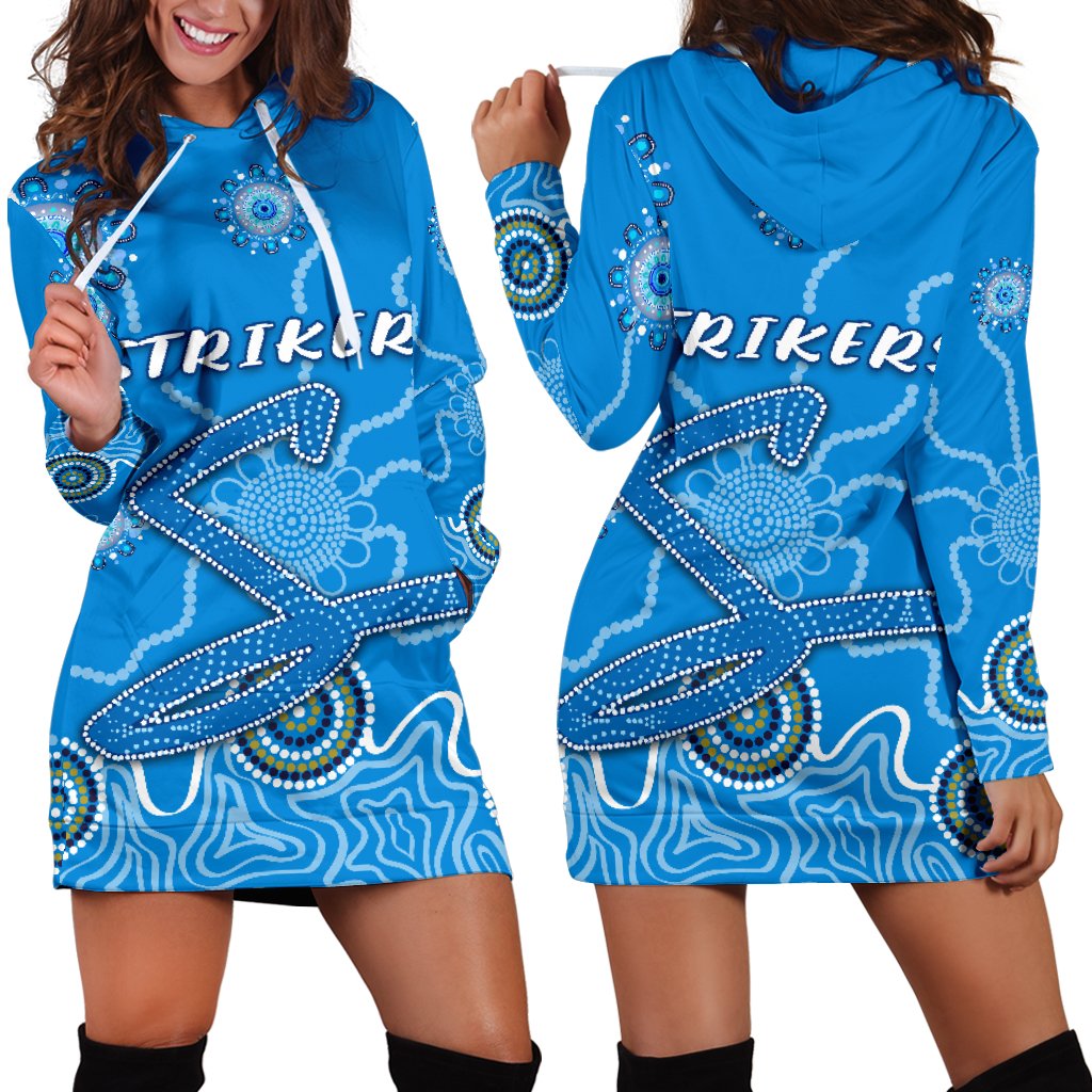 Adelaide Strikers Women Hoodie Dress Indigenous Blue Energy - Vibe Hoodie Shop