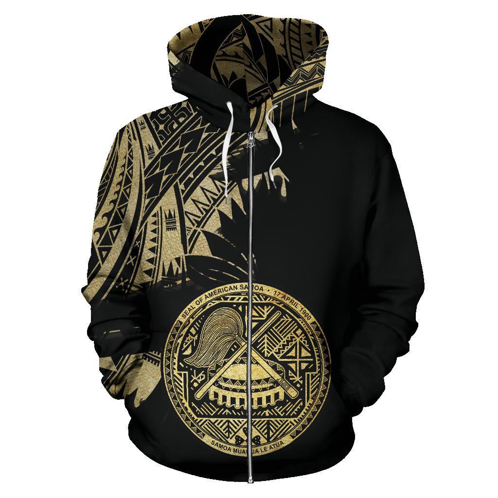 American Samoa Coat Of Arms Special All Over Zip Hoodie Gold - Vibe Hoodie Shop