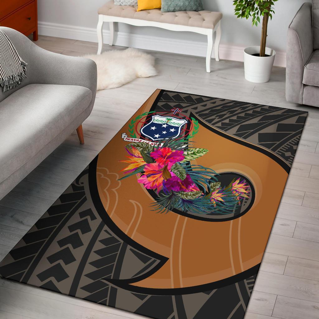 Samoa Area Rug - Polynesian Hook And Hibiscus (Nude) - Vibe Hoodie Shop