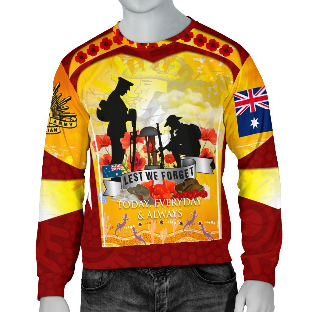 ANZAC Men's Sweater - Lest We Forget Aboriginal Version - Vibe Hoodie Shop