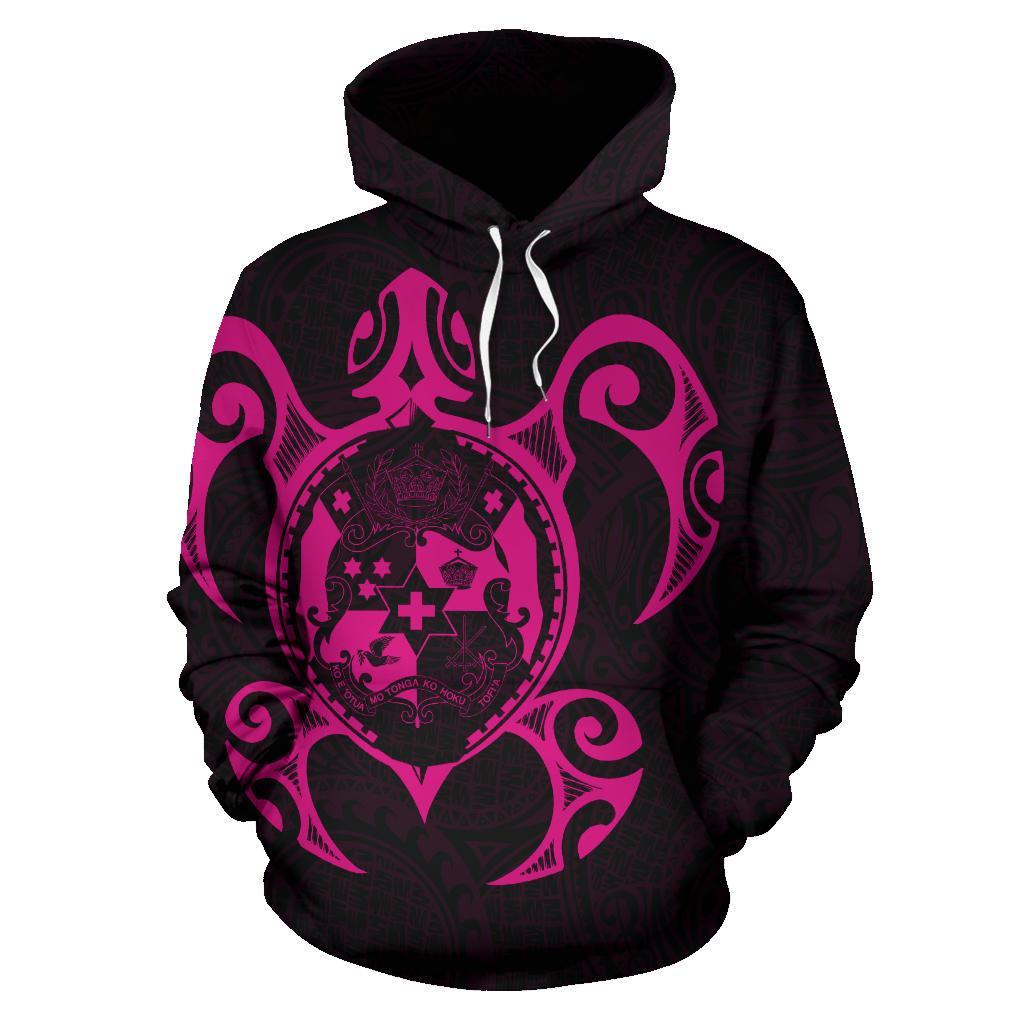 Hoodie Tonga Polynesian Coat Of Arms In Turtle Map Pink - Vibe Hoodie Shop