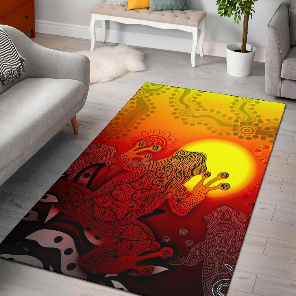 Aboriginal Area Rug - Indigenous Frog (Red) - Vibe Hoodie Shop