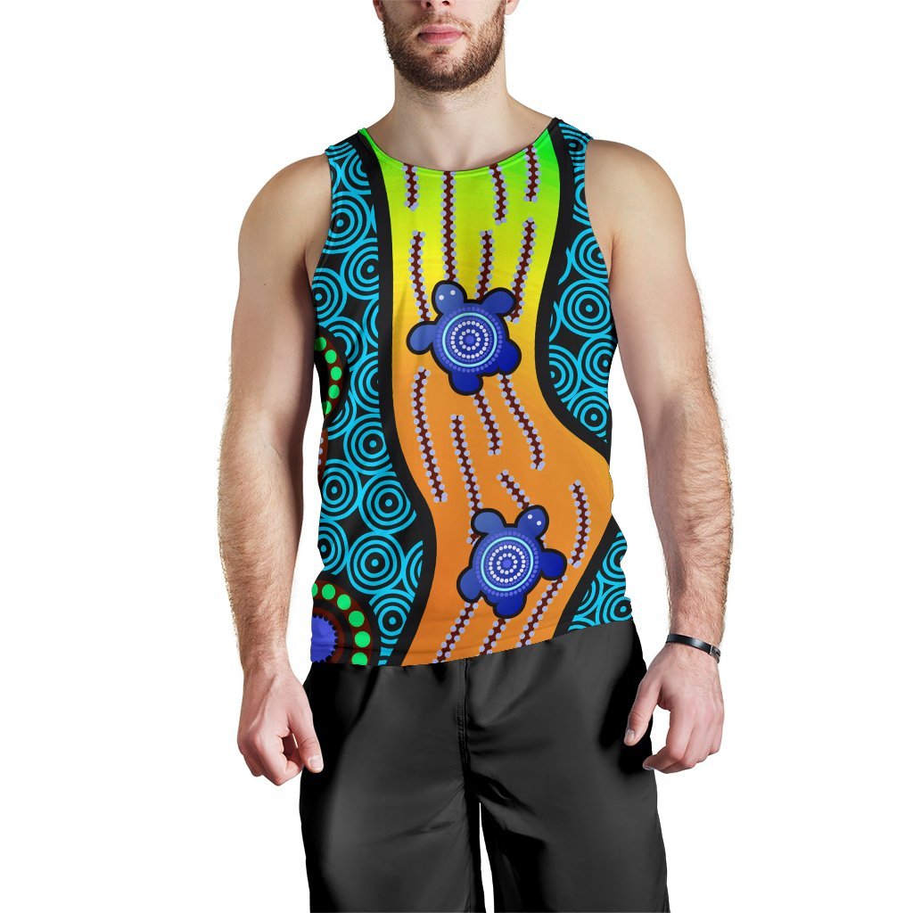 Men's Tank Top - Aboriginal Turtle - Vibe Hoodie Shop