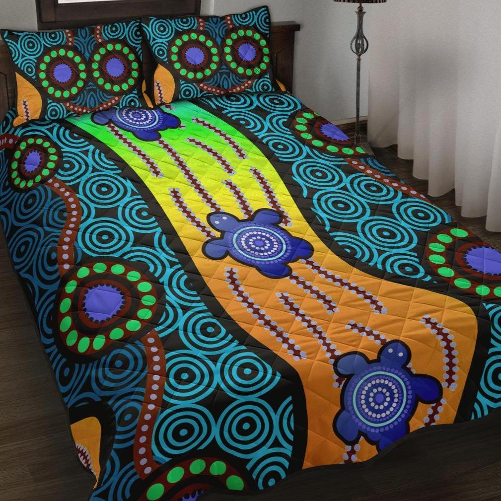 Quilt Bed Set - Aboriginal Turtle - Vibe Hoodie Shop