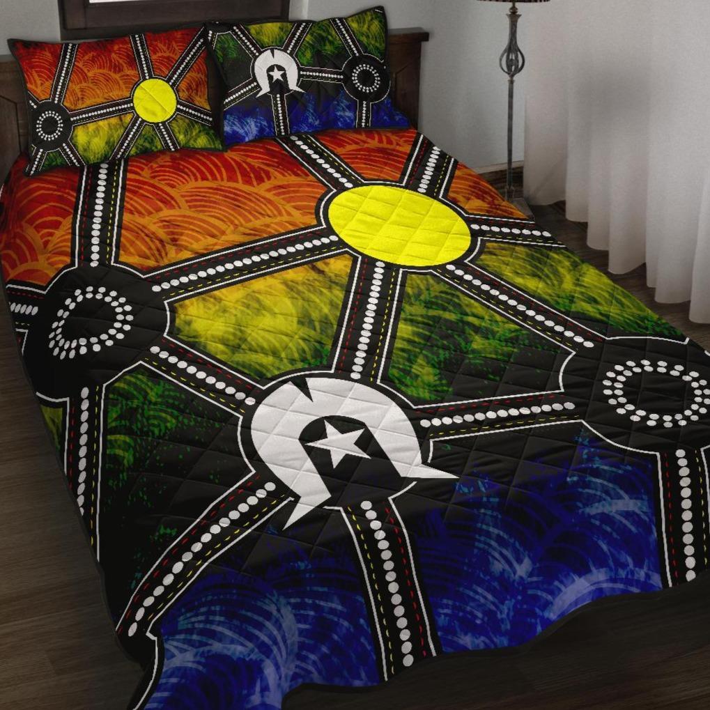 NAIDOC Week 2021 Quilt Bed Set, Aboriginal Geometric Style - Vibe Hoodie Shop