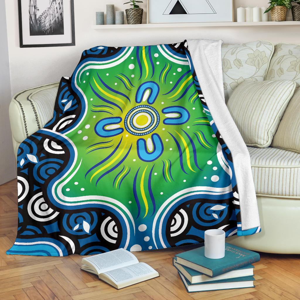 Aboriginal Premium Blabnket - Indegenous Dot Painting Art - Vibe Hoodie Shop