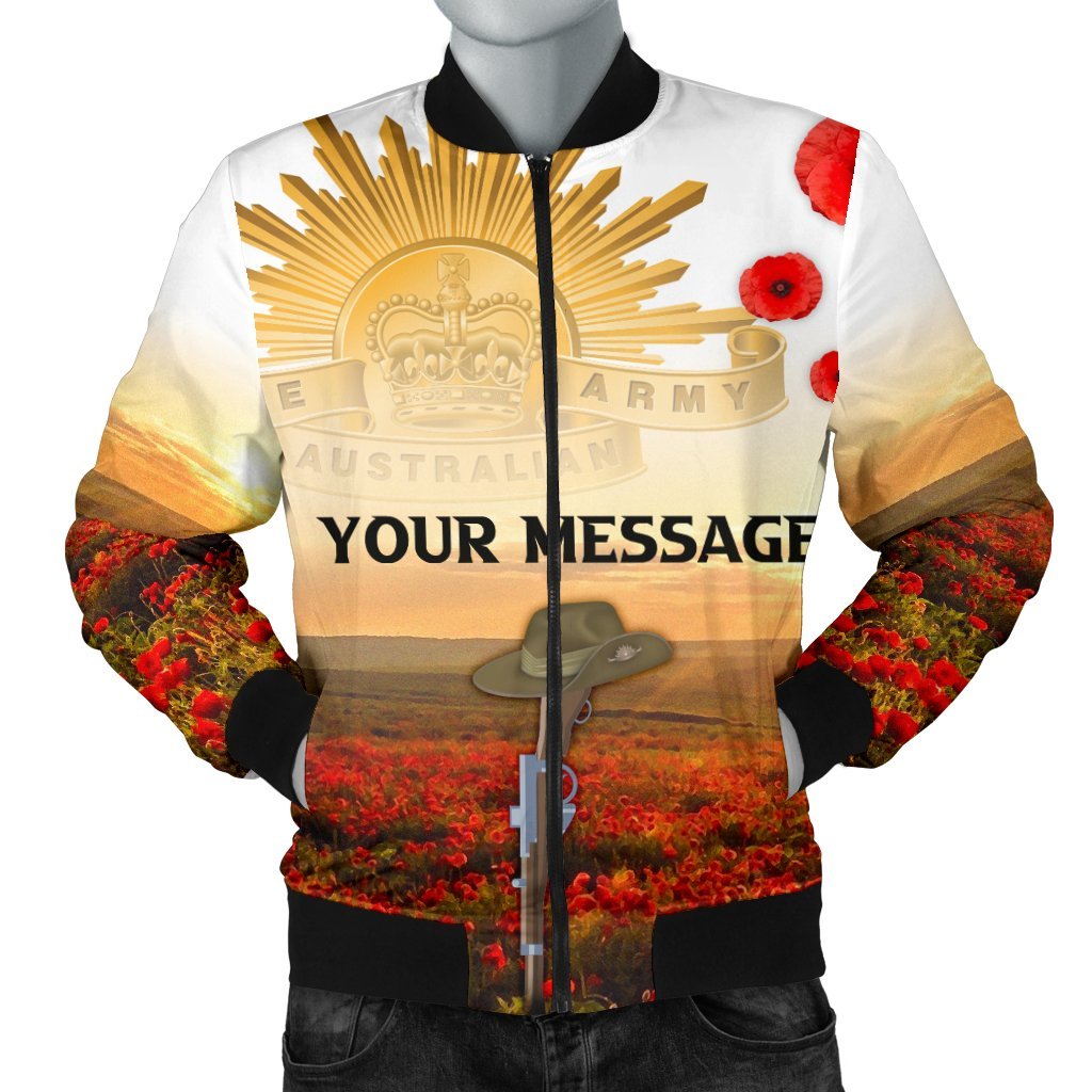 Custom ANZAC Day 2021 Men's Bomber Jacket - We Will Remember Them - Vibe Hoodie Shop