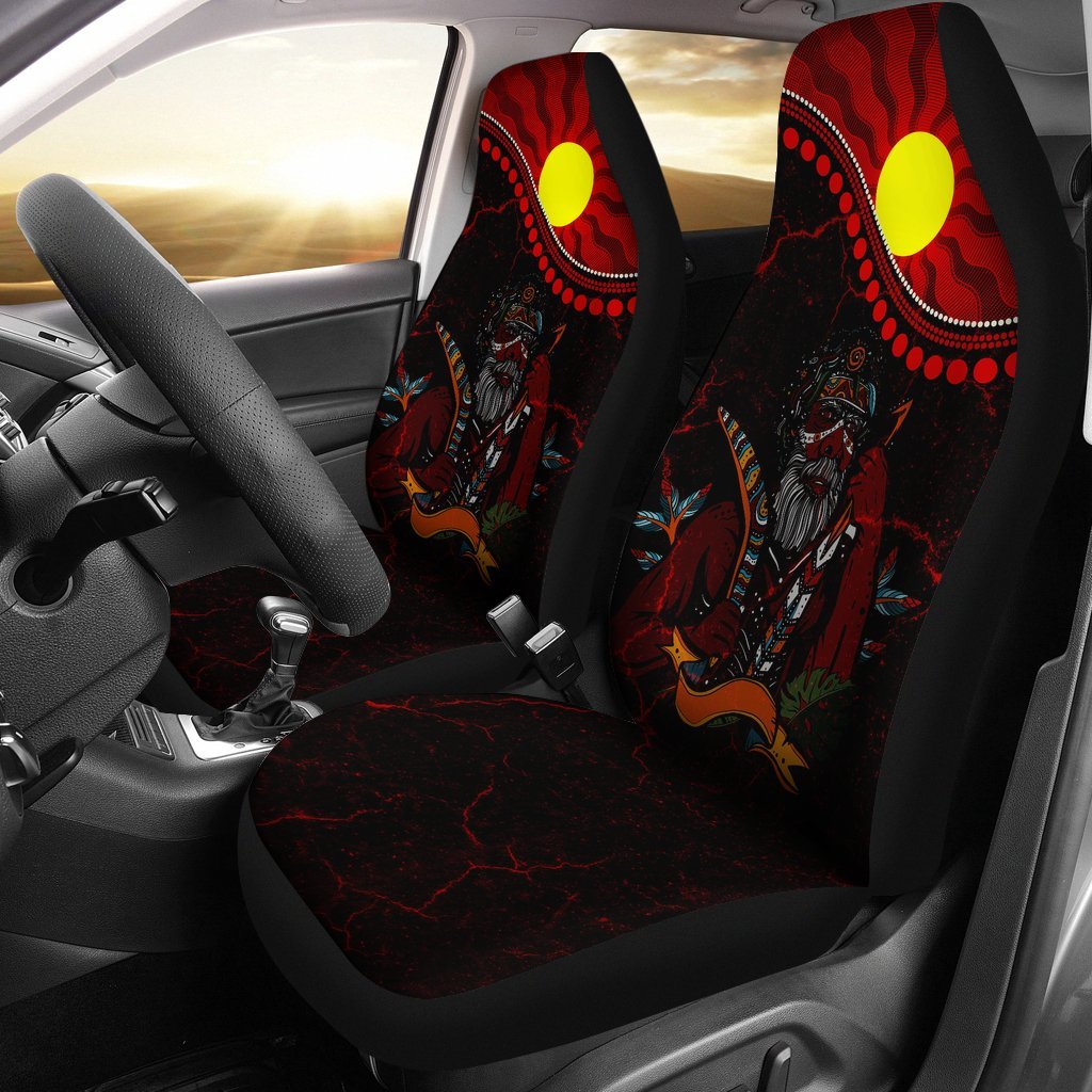 Aboriginal Car Seat Covers - Indigenous People And Sun - Vibe Hoodie Shop