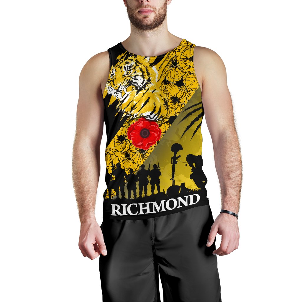 Richmond Tigers Men's Tank Top Lest We Forget - Vibe Hoodie Shop