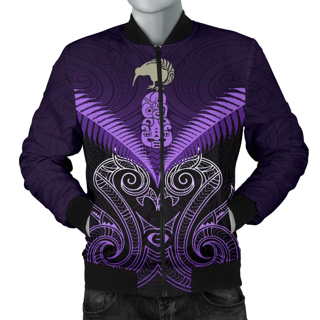 Maori Manaia New Zealand Men Bomber Jacket Purple - Vibe Hoodie Shop