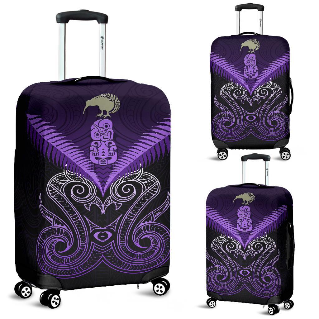 Maori Manaia New Zealand Luggage Covers Purple - Vibe Hoodie Shop