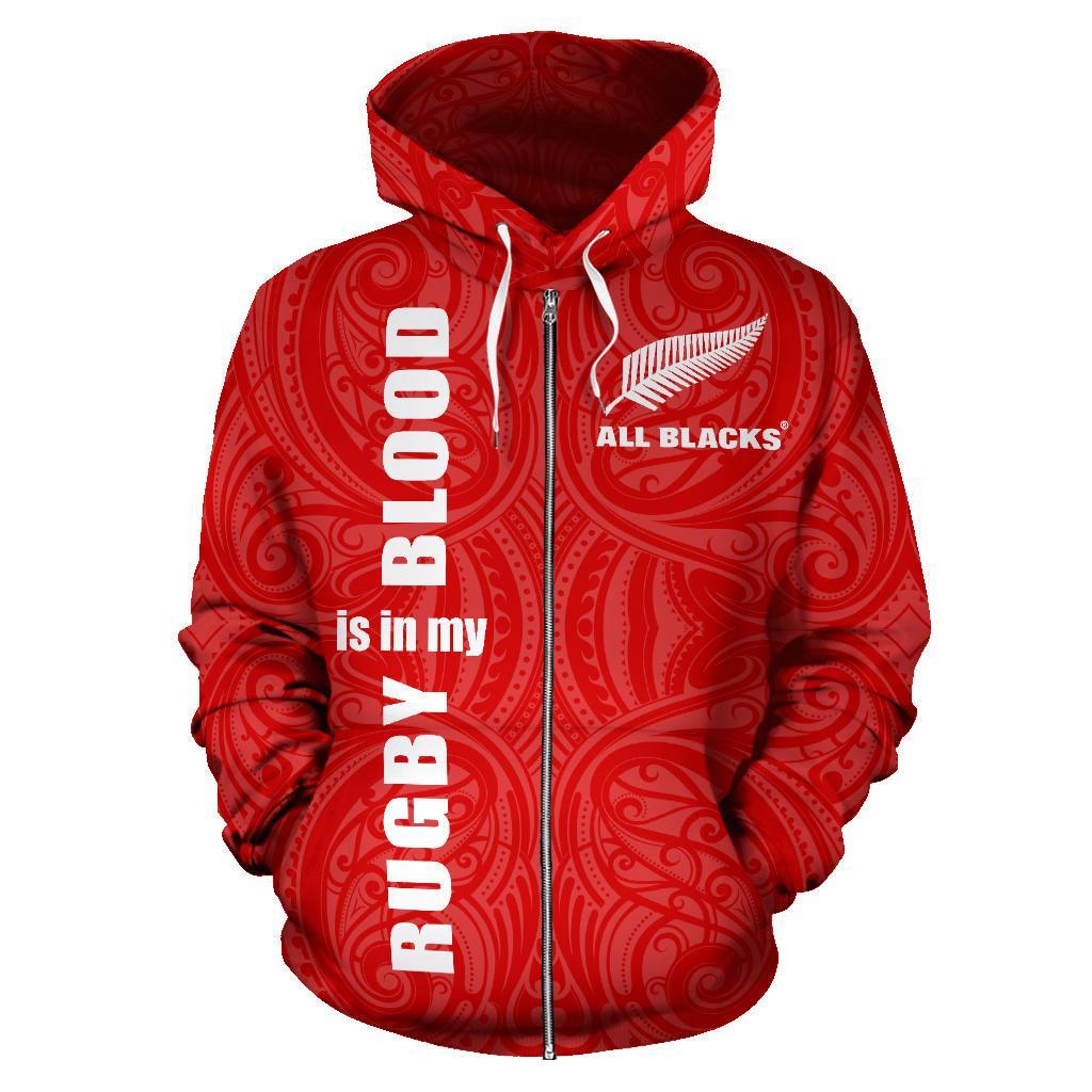 New Zealand Rugby Is In My Blood Zip Hoodie Red - Vibe Hoodie Shop