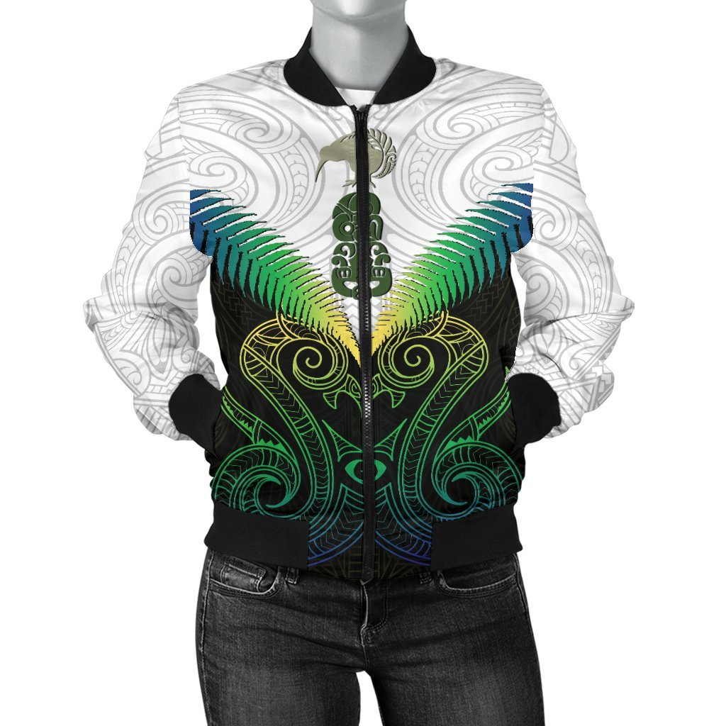 Maori Manaia New Zealand Women Bomber Jacket Rasta - Vibe Hoodie Shop