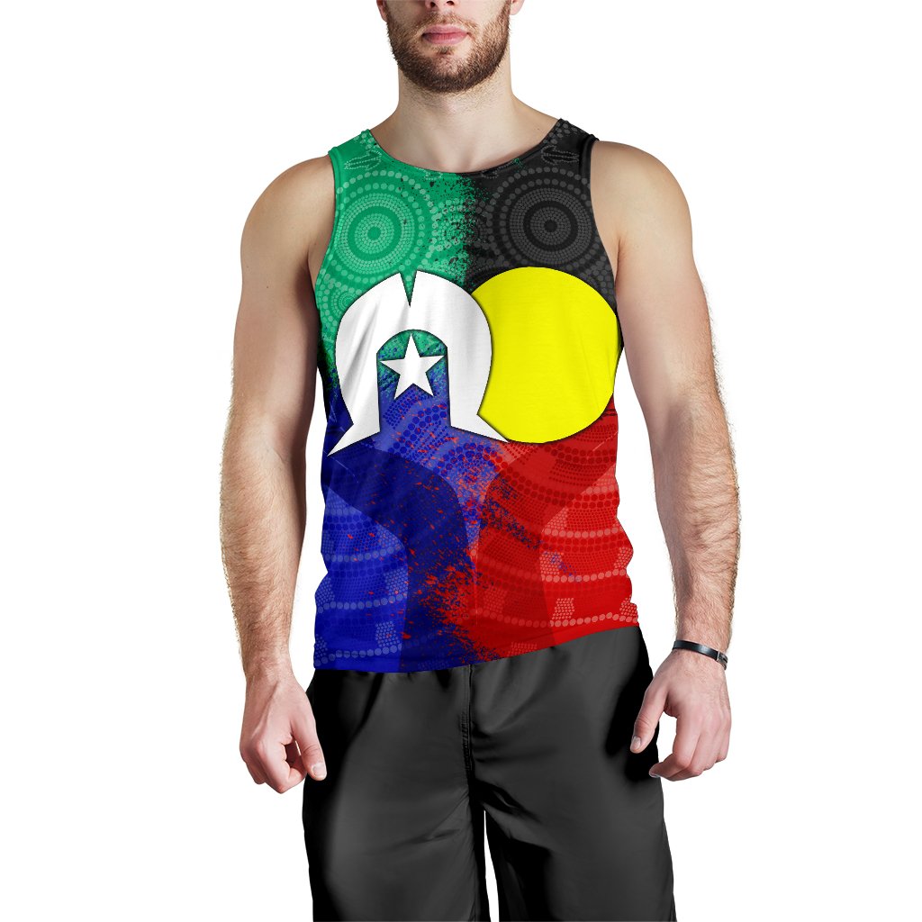 Aboriginal Men's Tank Top, Australia NAIDOC Week Indigenous Flag Style - Vibe Hoodie Shop