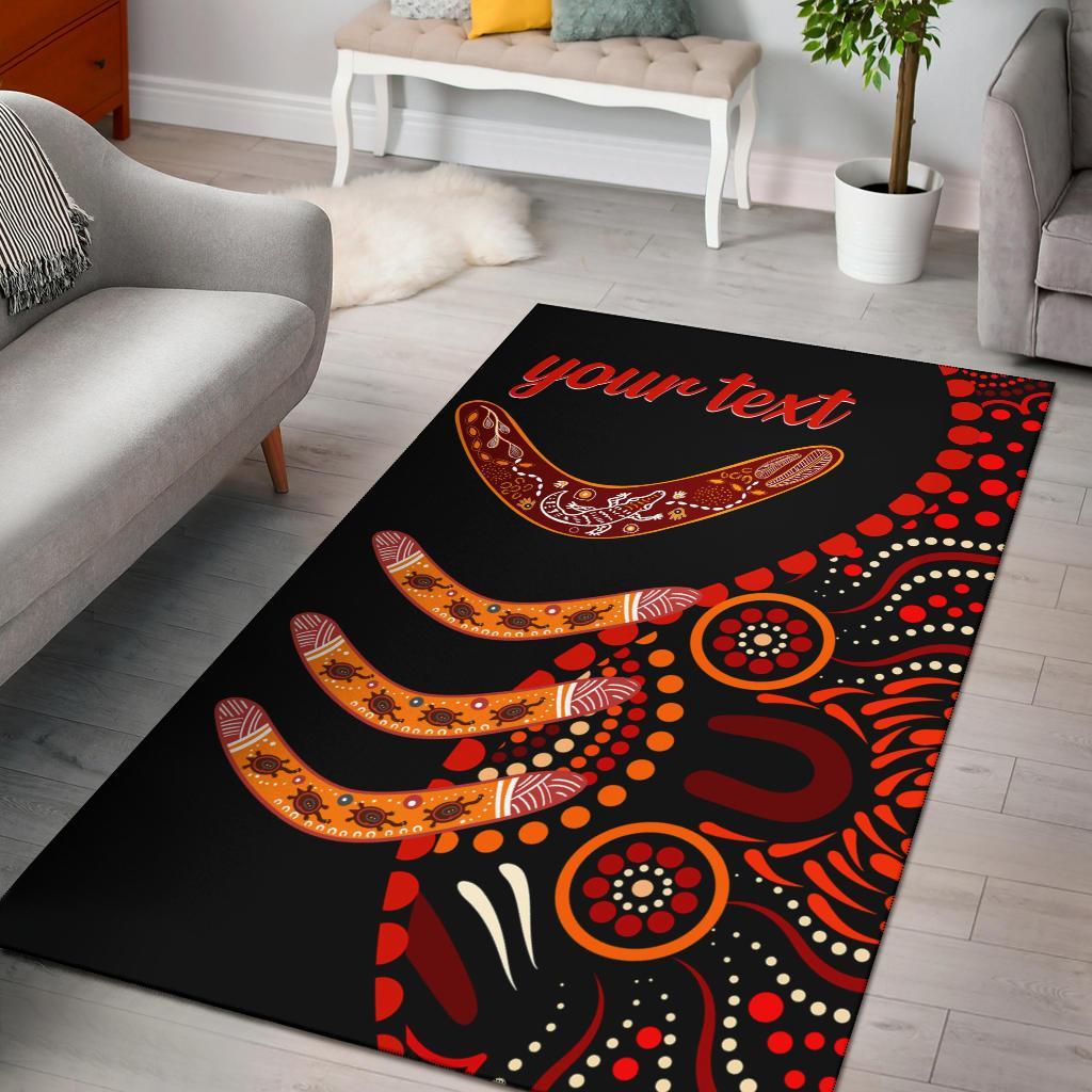 Aboriginal Personalised Area Rug - Aboriginal Boomerangs With Dot Painting Pattern - Vibe Hoodie Shop