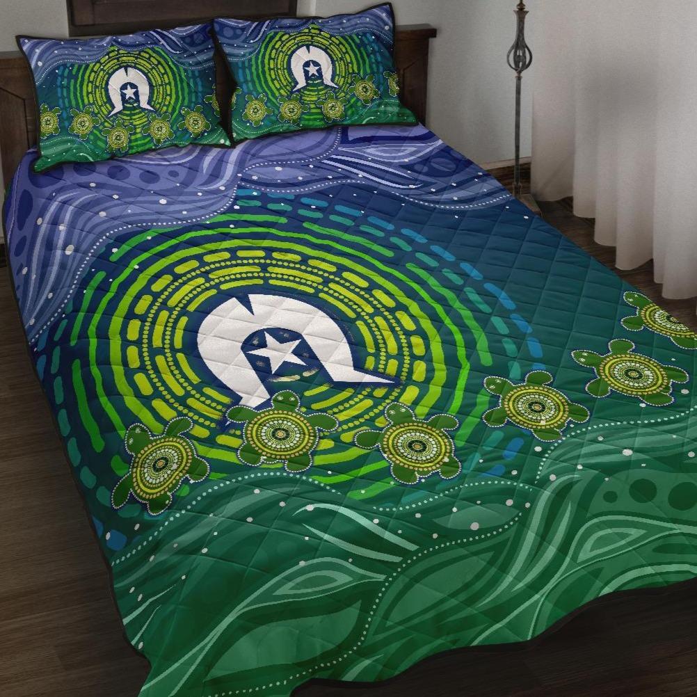 Torres Strait Islanders Quilt Bed Set - Aboriginal Turtle - Vibe Hoodie Shop