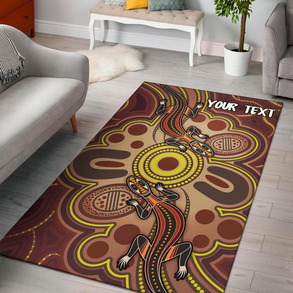 Custom Aboriginal Area Rug, Indigenous Lizard Dot Painting Art - Vibe Hoodie Shop