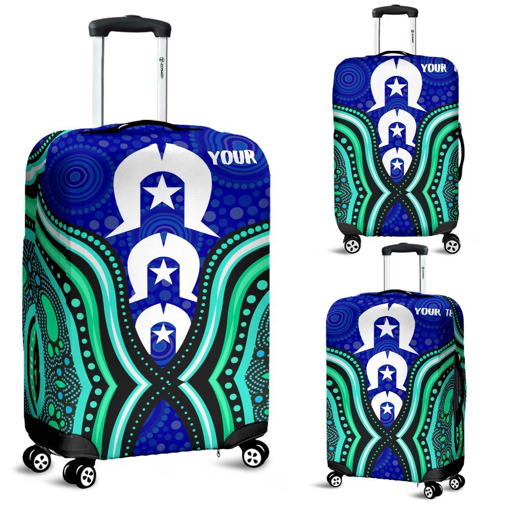 Torres Strait Personalised Luggage Covers - Torres Strait Symbol And Aboriginal Patterns - Vibe Hoodie Shop