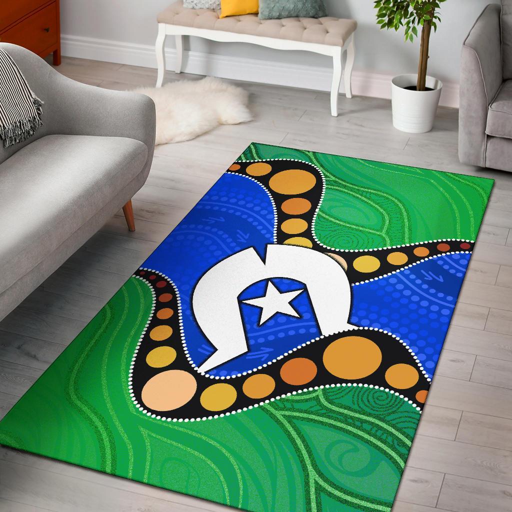 Torres Strait Islands Area rug - Flag with Aboriginal Patterns - Vibe Hoodie Shop