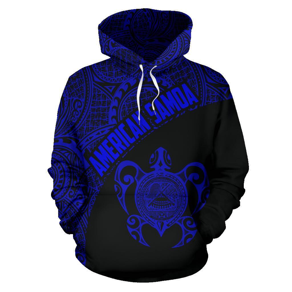 American Samoa Polynesian Hoodie Coat Of Arms In Turtle Blue - Vibe Hoodie Shop