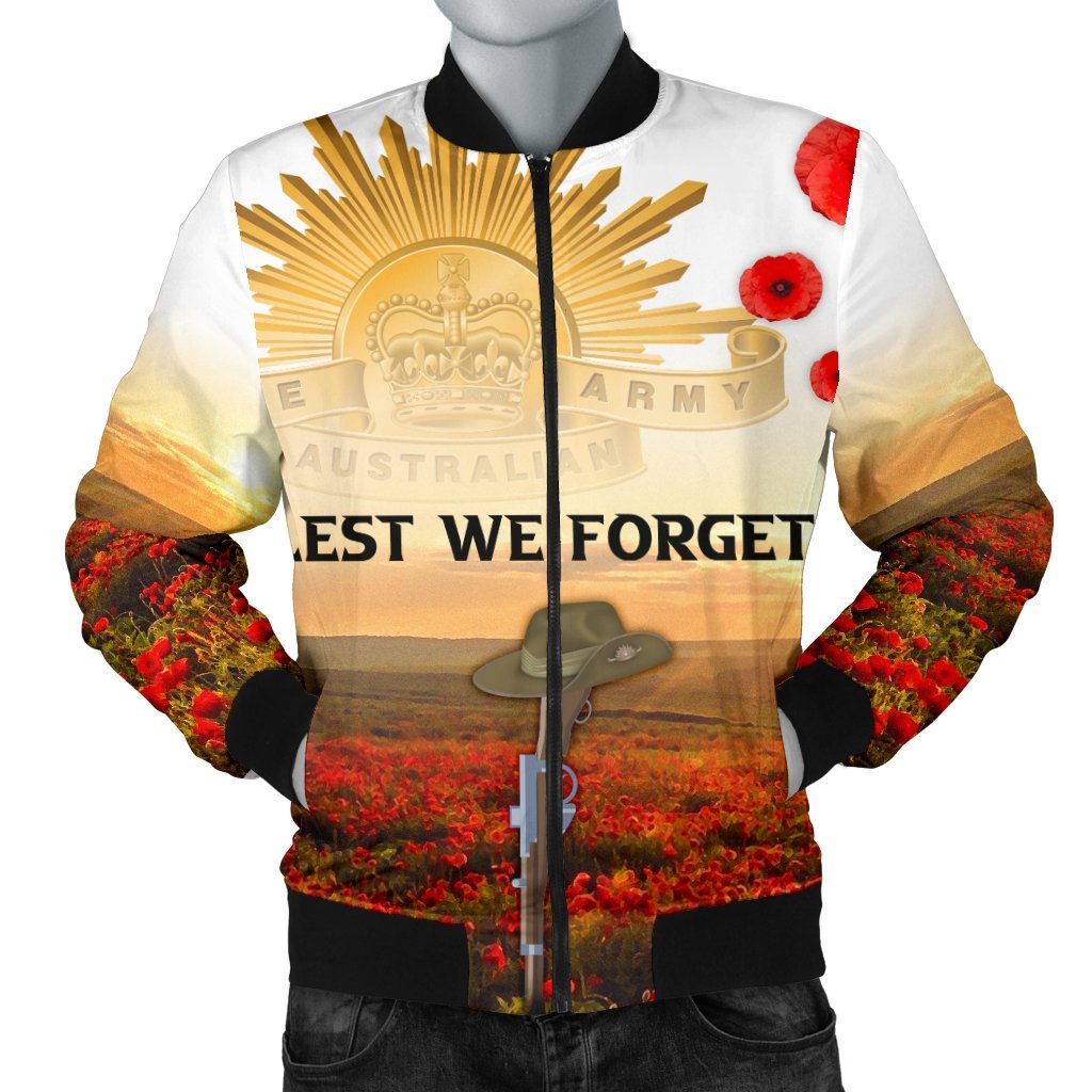 ANZAC Day 2021 Men's Bomber Jacket - We Will Remember Them - Vibe Hoodie Shop