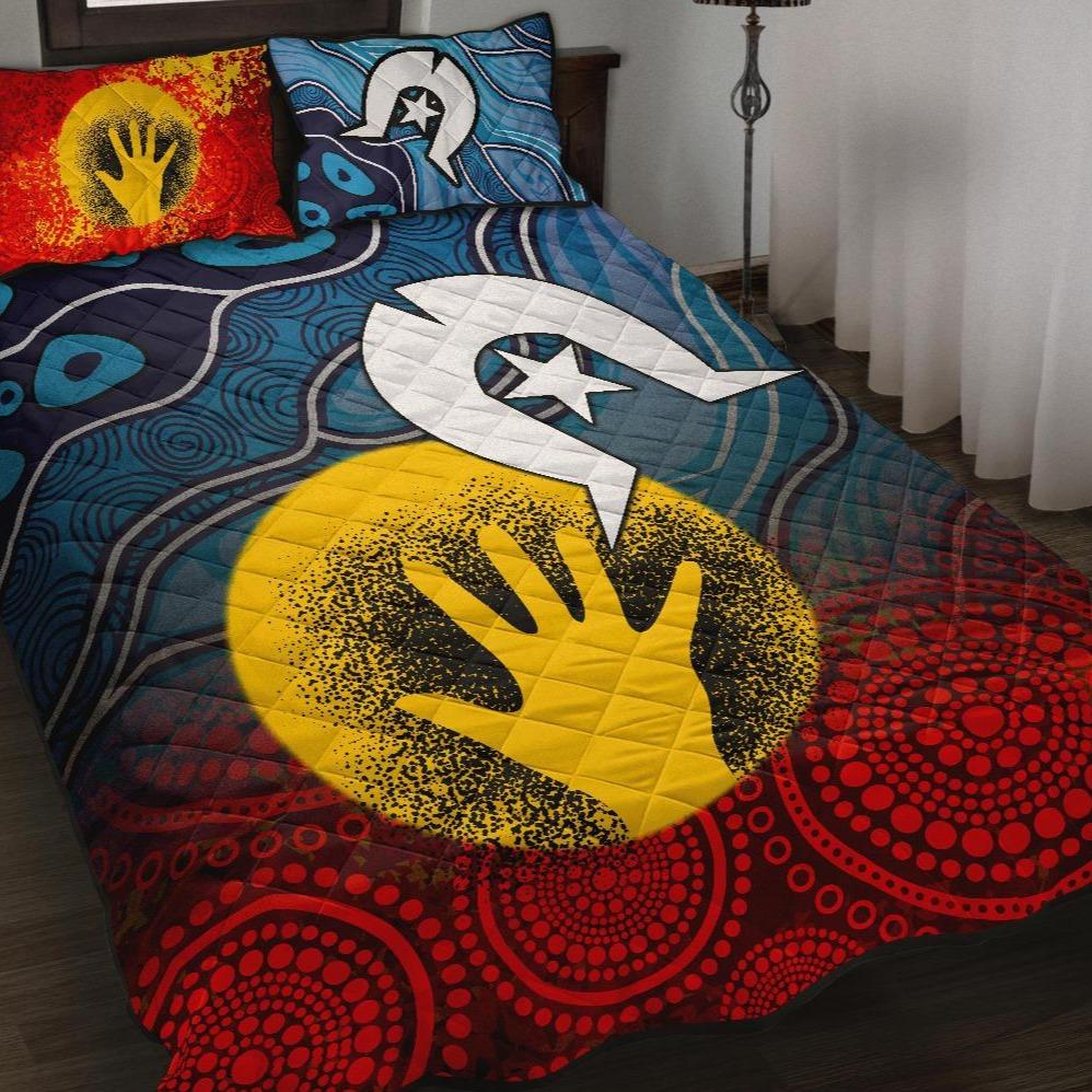 Aboriginal Quilt Bed Set - Aboriginal and Torres Strait Islanders Flag - Vibe Hoodie Shop