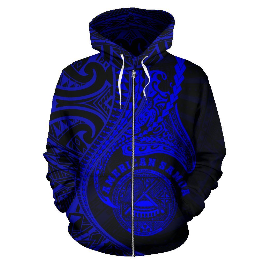 American Samoa Hoodie Kanaloa Tatau Gen As (Blue) (Zip) - Vibe Hoodie Shop