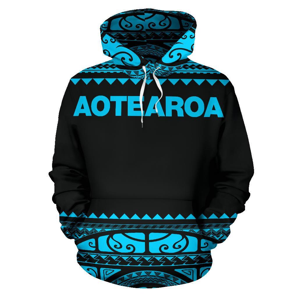 New Zealand Maori Hoodie, Aotearoa Silver Fern Pullover Hoodie - Blue - Vibe Hoodie Shop