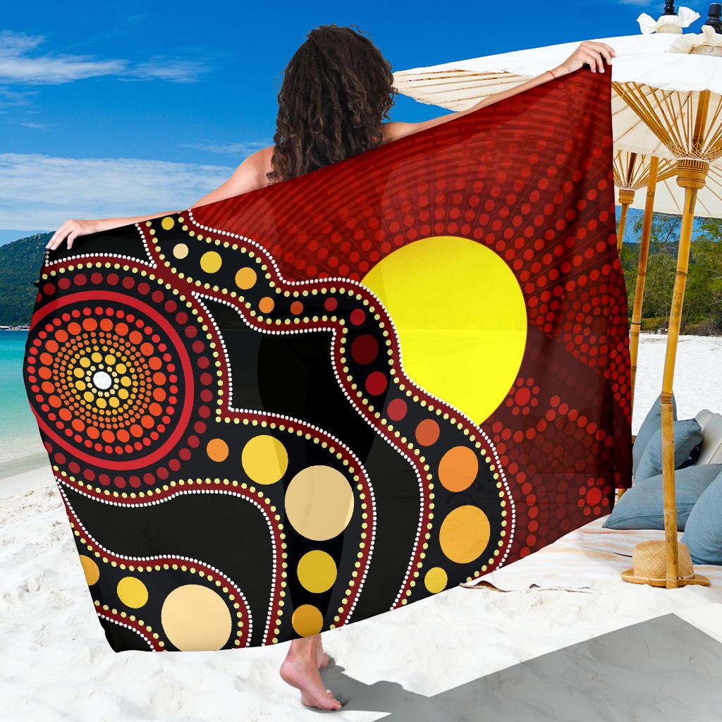 Sarong Australia Aboriginal Lives Matter Flag Circle Dot Painting Art - Vibe Hoodie Shop