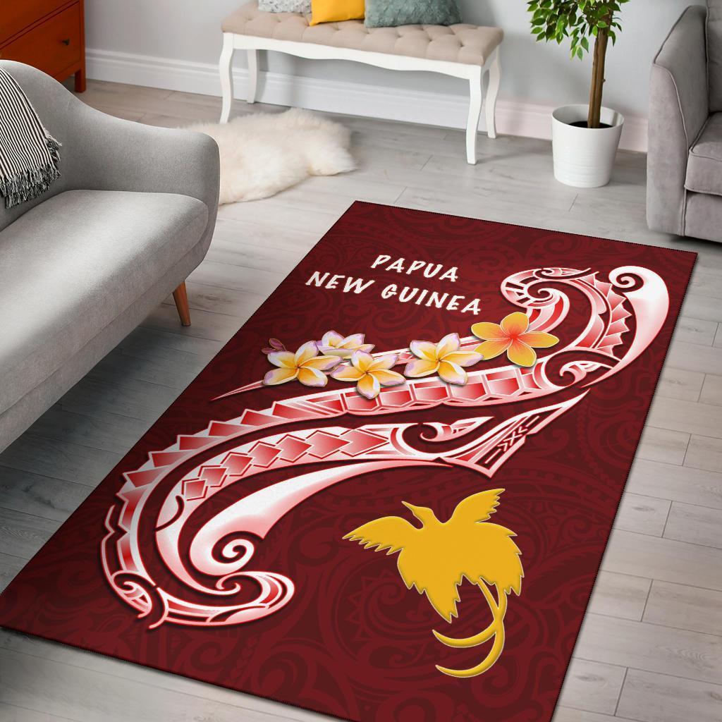 Papua New Guinea Area Rug - PNG Seal Polynesian Patterns Plumeria - Vibe Hoodie Shop