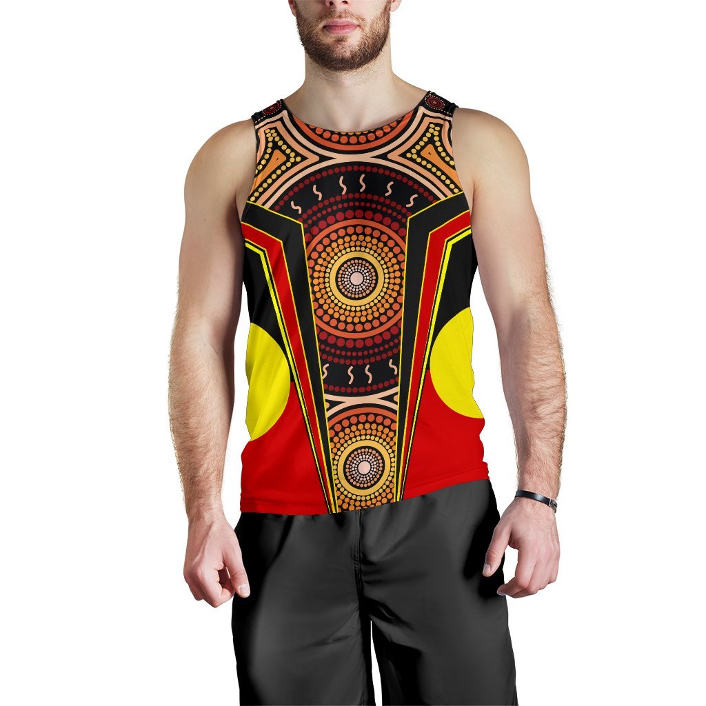 Men's Tank Top - Aboriginal With Dot Painting Art - Vibe Hoodie Shop