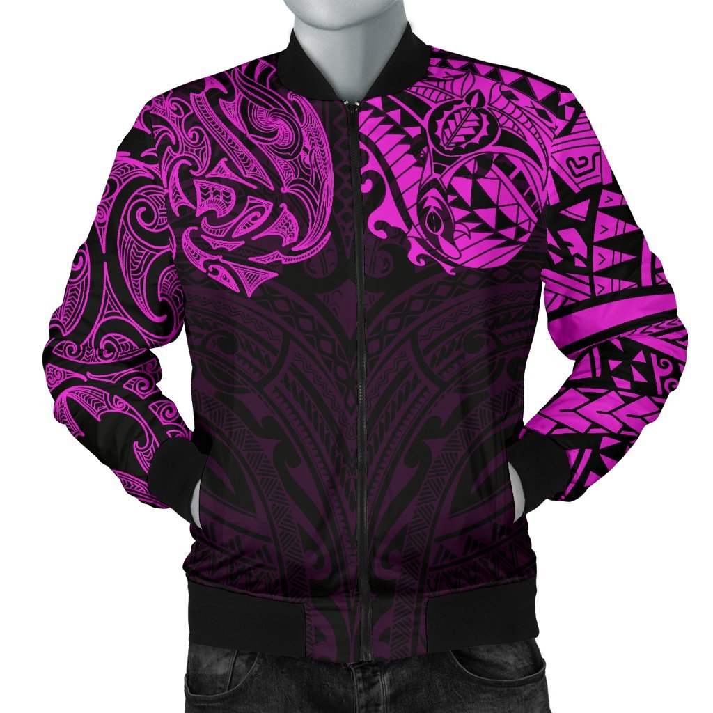 New Zealand Men's Bomber Jacket, Maori Polynesian Tattoo Purple - Vibe Hoodie Shop