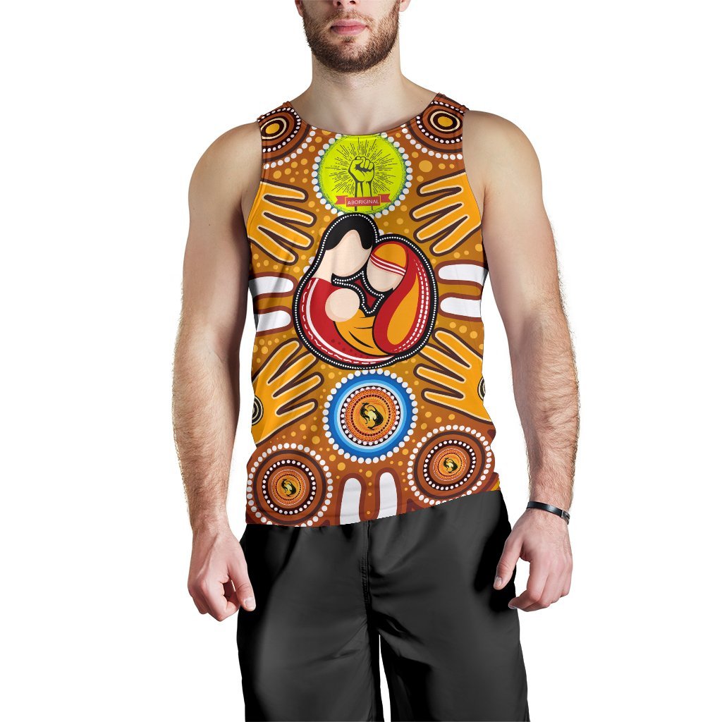 Men's Tank Top - Aboriginal Family With Dot Painting art - Vibe Hoodie Shop