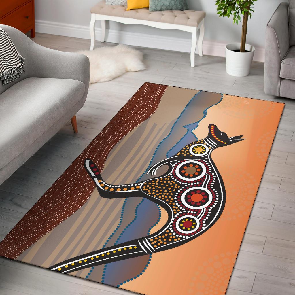 Area Rug - Kangaroo Rug Aboriginal Dot Painting Ver01 - Vibe Hoodie Shop