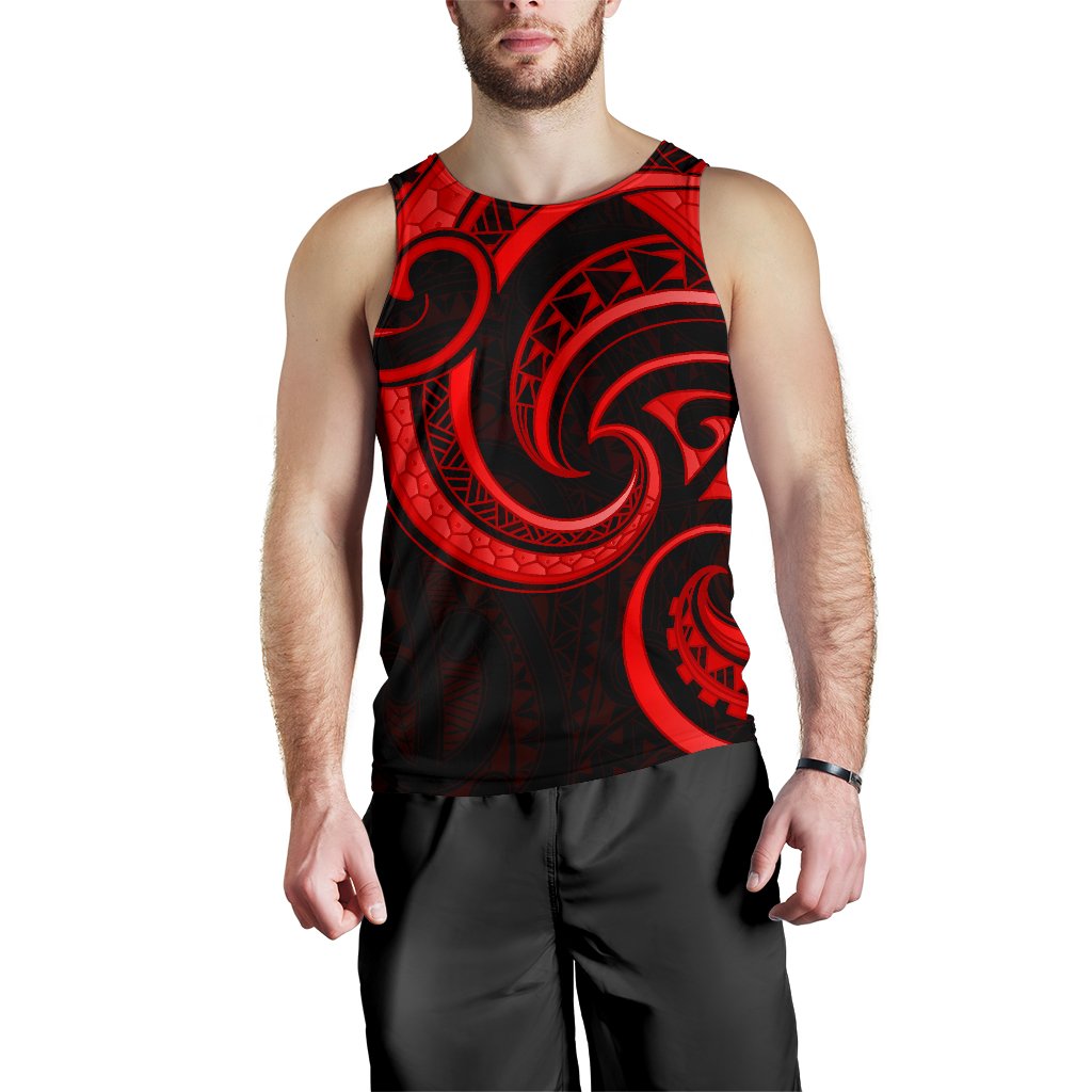 New Zealand Maori Mangopare Men Tank Top Polynesian - Red - Vibe Hoodie Shop