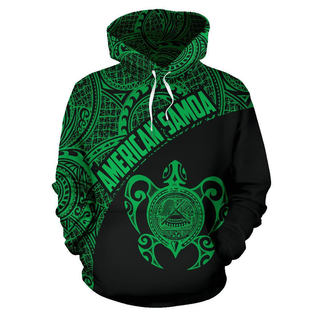 American Samoa Polynesian Hoodie Coat Of Arms In Turtle Green - Vibe Hoodie Shop