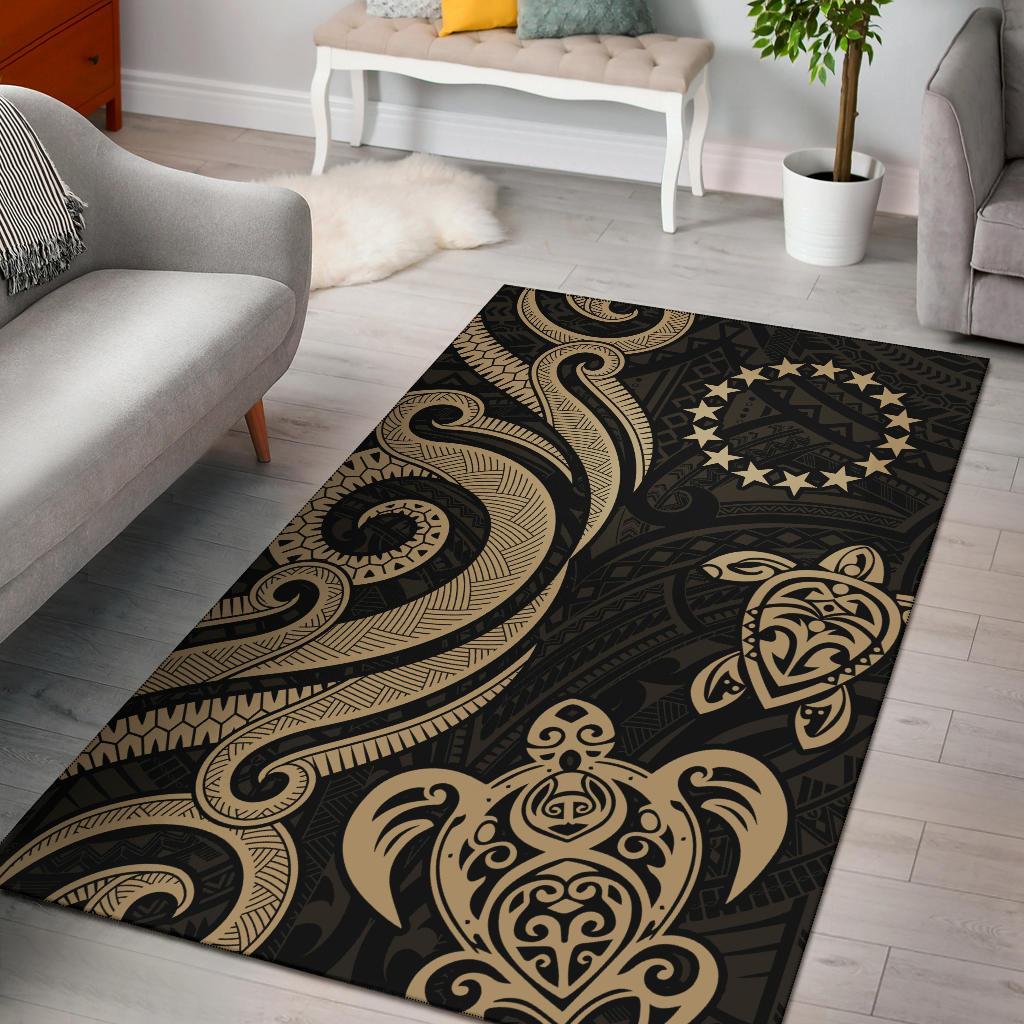 Cook Islands Area Rug - Gold Tentacle Turtle - Vibe Hoodie Shop