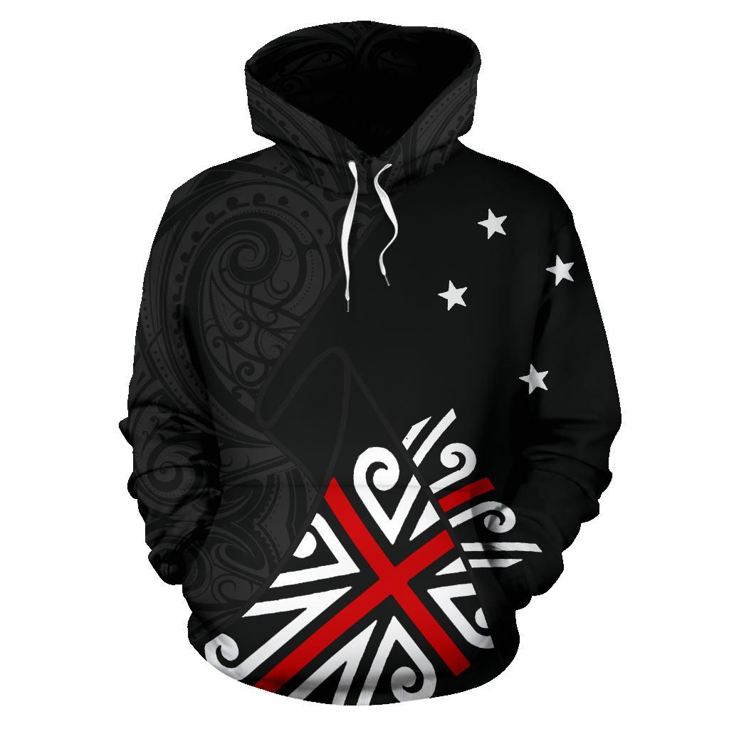 New Zealand Maori Hoodie, Black Jack Flag Pullover Hoodie - Vibe Hoodie Shop