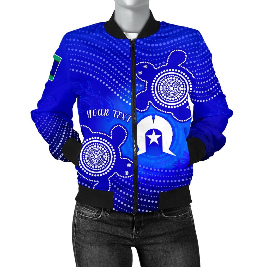 Torres Strait Islanders Women's Bomber Jacket - Torres Symbol With Turtle - Vibe Hoodie Shop