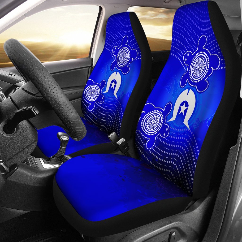 Torres Strait Islanders Car Seat Covers - Torres Symbol With Turtle - Vibe Hoodie Shop