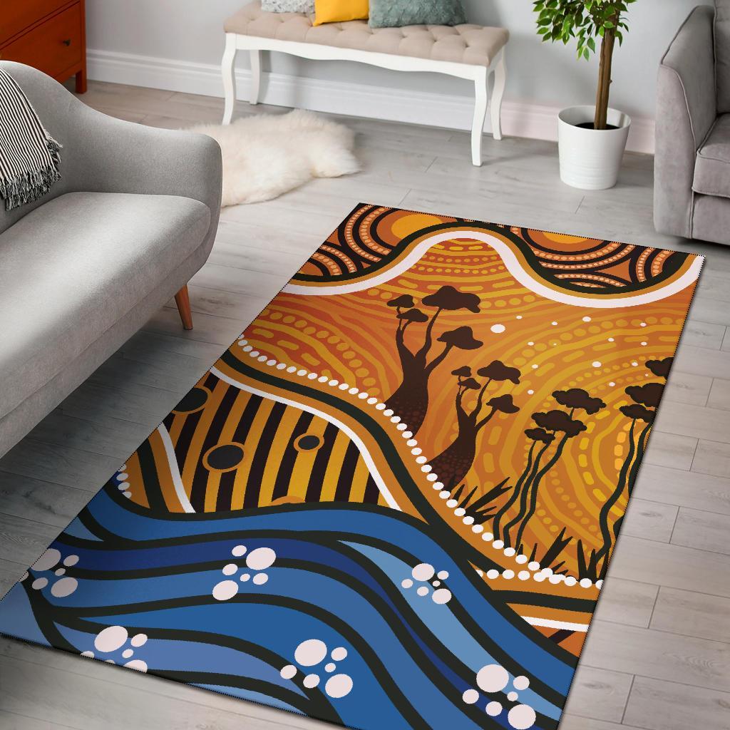 Aboriginal Area Rug - Boab Tree Dot Painting Art Vero2 - Vibe Hoodie Shop