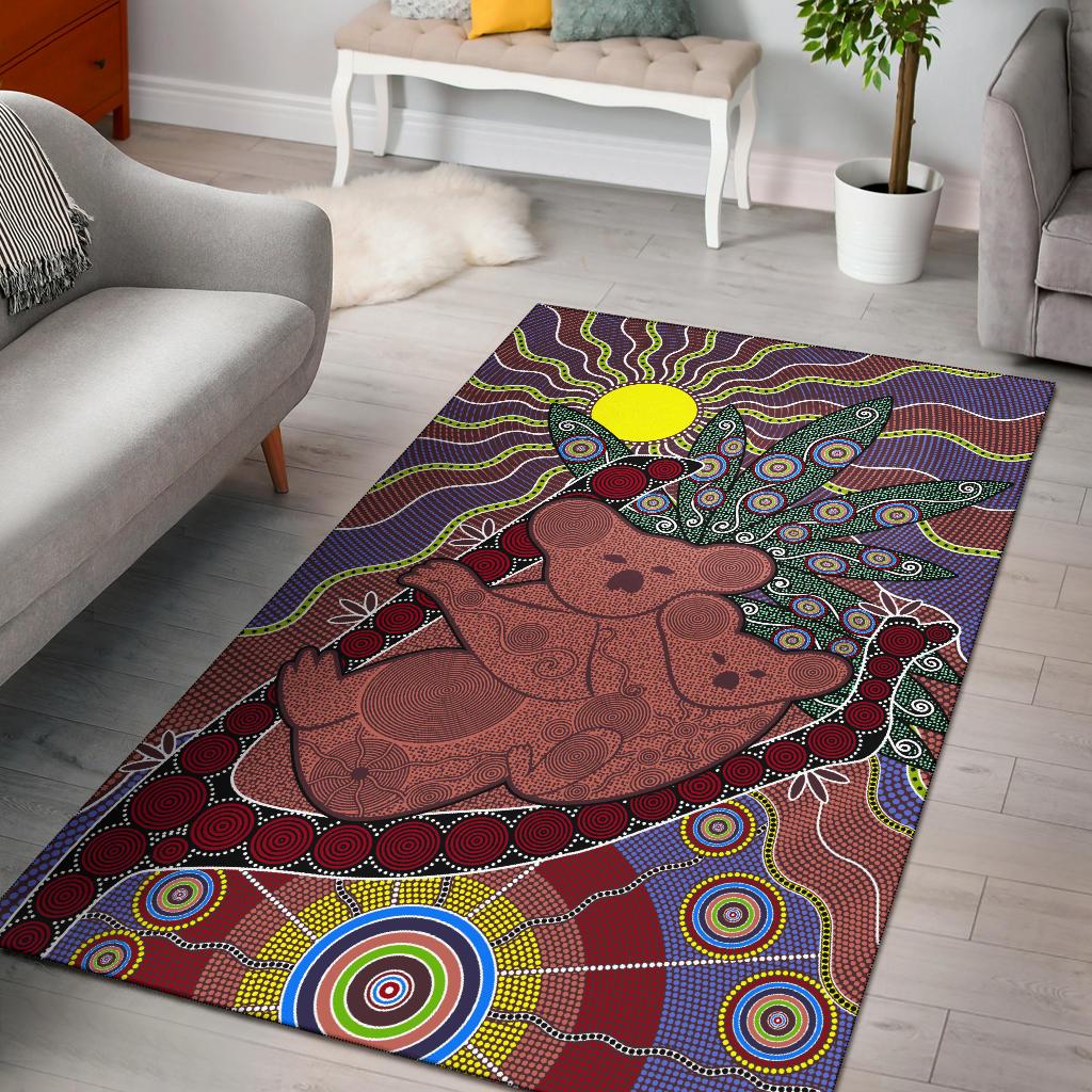 Aboriginal Area Rug, Koala Sun Dot painting Circle Patterns - Vibe Hoodie Shop