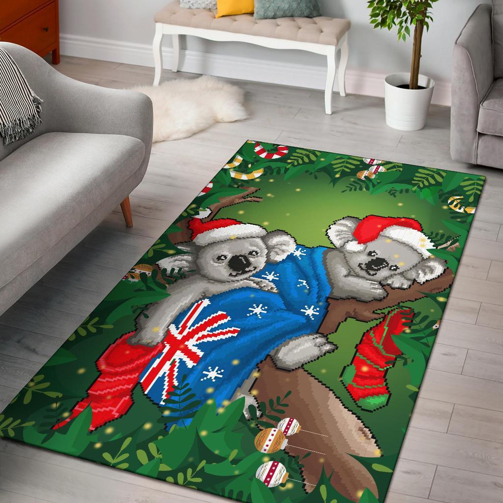 Christmas Area Rug - Australia Flag with Koala Ugly Christmas - Vibe Hoodie Shop