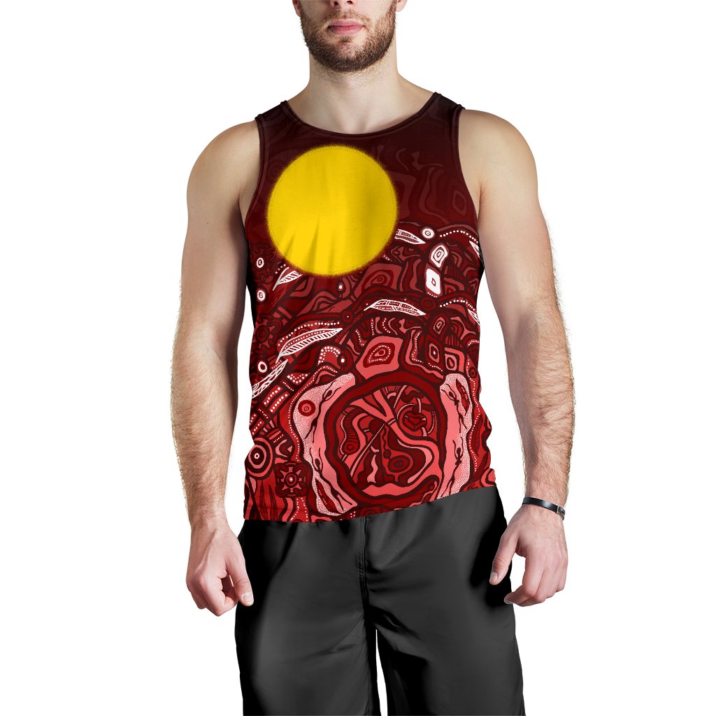 Custom Text Aboriginal Men's Tank Top - Red Landscape - Vibe Hoodie Shop