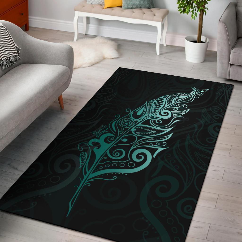 Light Silver Fern Area Rug, Turquoise - Vibe Hoodie Shop