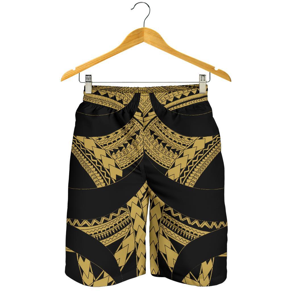 Samoan Tattoo All Over Print Men's Shorts Gold - Vibe Hoodie Shop