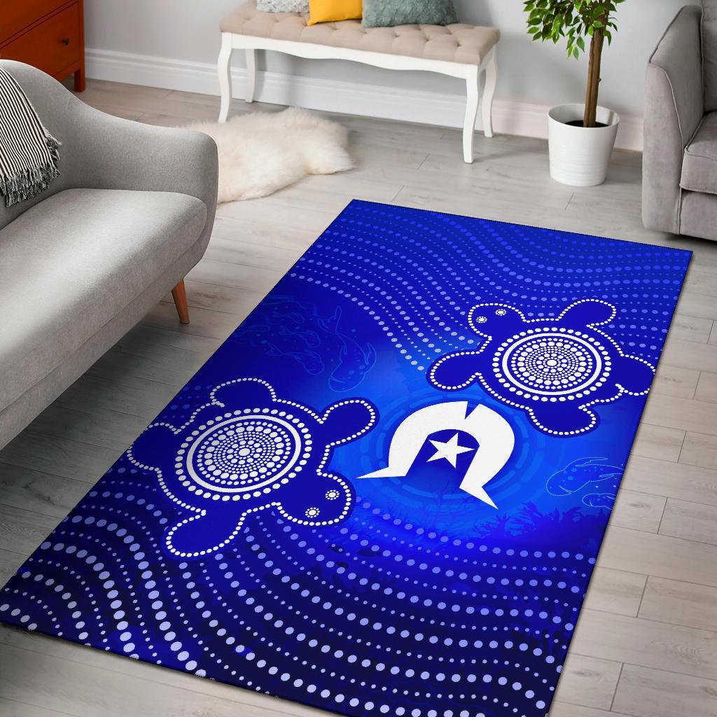 Torres Strait Islanders Area Rug - Torres Symbol With Turtle - Vibe Hoodie Shop