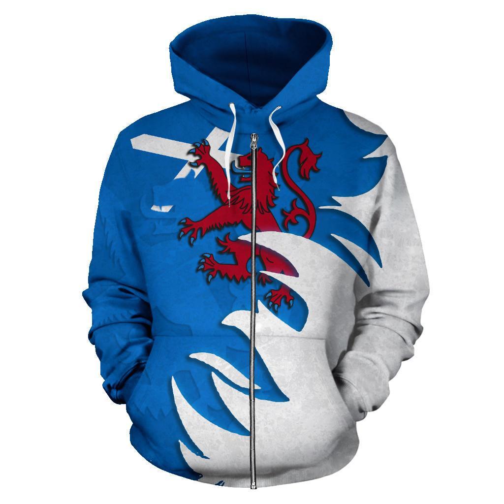 Scotland Zip - Up Hoodie Scottish Lion All Over Zipper Hoodie Hair Lion Style - Vibe Hoodie Shop