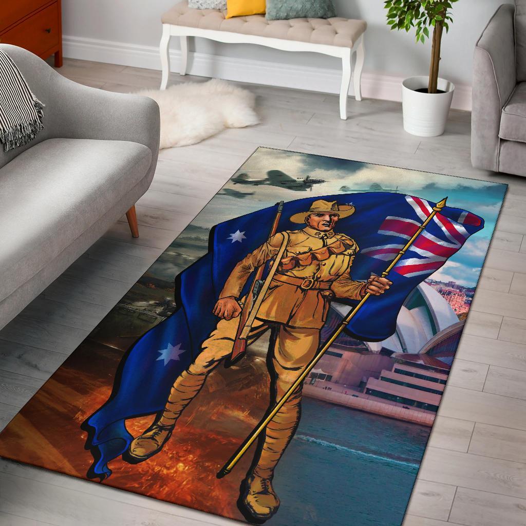 ANZAC Area Rug - Australian Soldier - Vibe Hoodie Shop