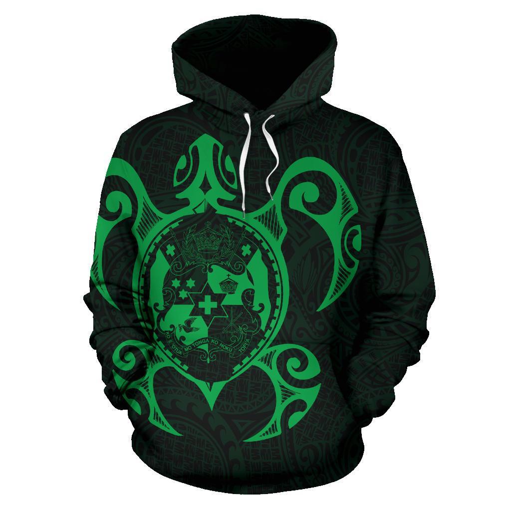 Hoodie Tonga Polynesian Coat Of Arms In Turtle Map Green - Vibe Hoodie Shop